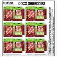 1:12th Dolls House Miniature Packaging Sheet of 6 Coco Shreddies