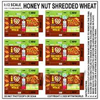 1:12th Dolls House Miniature Packaging Sheet of 6 Honey Nut Shredded Wheat