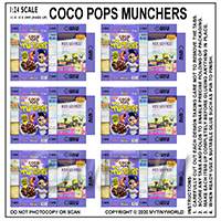 1:24th Dolls House Miniature Packaging Sheet of 6 Coco Pops Munchers