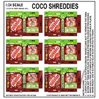 1:24th Dolls House Miniature Packaging Sheet of 6 Coco Shreddies