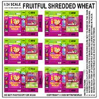 1:24th Dolls House Miniature Packaging Sheet of 6 Fruitful Shredded Wheat