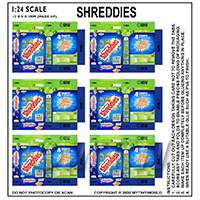 1:24th Dolls House Miniature Packaging Sheet of 6 Shreddies