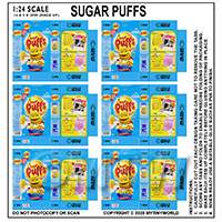1:24th Dolls House Miniature Packaging Sheet of 6 Sugar Puffs