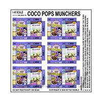 1:48th Dolls House Miniature Packaging Sheet of 6 Coco Pops Munchers