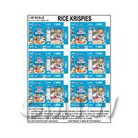 1:48th Dolls House Miniature Packaging Sheet of 6 Rice Krispies