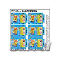 1:48th Dolls House Miniature Packaging Sheet of 6 Sugar Puffs