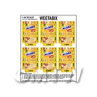 1:48th Dolls House Miniature Packaging Sheet of 6 Weetabix