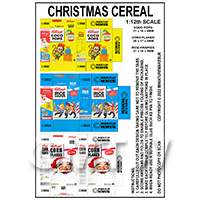 1:12th Dolls House Miniature Packaging Sheet of 3 Christmas Cereals