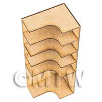 dollshouse miniature lasercut diy corner shelf with engraved detailing on edges