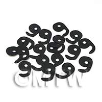 Handmade Black Number Nine Cane Slices Nail Art 