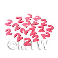 Handmade Pink Number Two Cane Slices Nail Art 