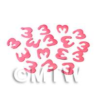 Handmade Pink Number Three Cane Slices Nail Art 