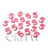 Handmade Pink Number Five Cane Slices Nail Art 