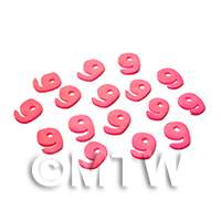 Handmade Pink Number Nine Cane Slices Nail Art 