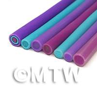 7 Purple and Blue Dots and Circles Nail Art Canes