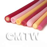 7 Pink and Peach Dots and Circles Nail Art Canes