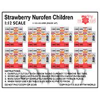 1:12th Dolls House Miniature Sheet of 8 Strawberry Nurofen Children Boxes