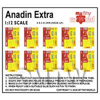 1:12th Dolls House Miniature Packaging Sheet of 10 Anadin Boxes