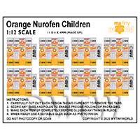 1:12th Dolls House Miniature Sheet of 8 Orange Nurofen Children Boxes