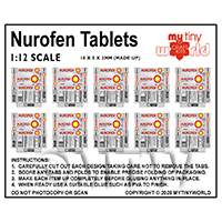 1:12th Dolls House Miniature Packaging Sheet of 10 Nurofen Boxes