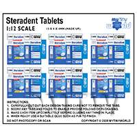 1:12th Dolls House Miniature Packaging Sheet of 6 Steradent Boxes