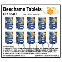 1:12th Dolls House Miniature Packaging Sheet of 10 Beechams Boxes