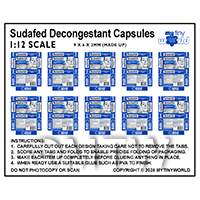 1:12th Dolls House Miniature Packaging Sheet of 10 Sudafed Decongestant Boxes