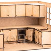 dollshouse miniature 1/24th scale lasercut diy full kitchen with room box made up