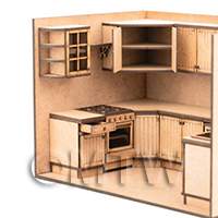 dollshouse miniature 1/24th scale lasercut diy full kitchen without room box made up
