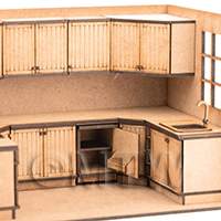 dollshouse miniature 1/24th scale lasercut diy full kitchen without room box made up