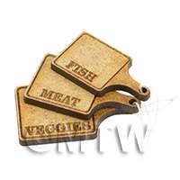 dollshouse miniature lasercut diy kitchen meat fish and veg chopping boards