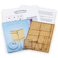 dollshouse miniature lasercut diy kitchen cupboard with drawer kit flat pack