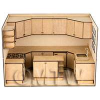1:12th Full Kitchen Kit with Room Box - Cottage Doors