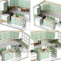 dollshouse miniature lasercut diy kitchen without room box kit decorated