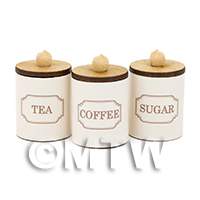 1:12th Beige Coffee, Tea And Sugar Jars Kit 