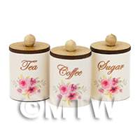 1:12th Floral Coffee, Tea And Sugar Jars Kit 
