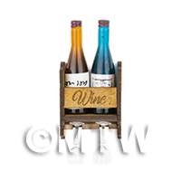 dollshouse miniature lasercut diy wine shelf kit made up with bottles and glasses