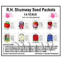 1:6th Dolls House Miniature Packaging Sheet of 8 Seed Packets RH Shumway 