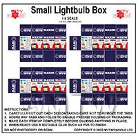 1:6th Dolls House Miniature Packaging Sheet of 4 Small Lightbulb Boxes