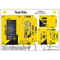 1:6th Dolls House Miniature Packaging Sheet of 3 Tool Kits