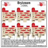 1:12th Dolls House Miniature Packaging Sheet of 6 Brylcreem
