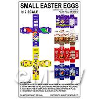 1:12th Dolls House Miniature Packaging Sheet of 6 Easter Eggs (Full Set)