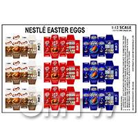 1:12th Dolls House Miniature Packaging Sheet of 9 Easter Eggs (Set B)