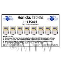 1:12th Dolls House Miniature Packaging Sheet of 8 Horlicks Tablets