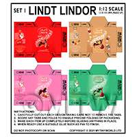 1:12th Dolls House Miniature Packaging Sheet of 4 Lindt Boxes (Set 1)