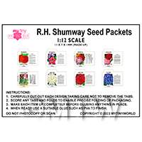 1:12th Dolls House Miniature Packaging Sheet of 8 Seed Packets RH Shumway