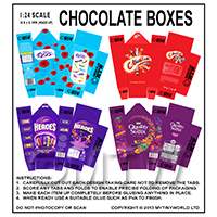 1:24th Dolls House Miniature Packaging Sheet of 4 Chocolate Boxes