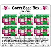 1:24th Dolls House Miniature Packaging Sheet of 6 Grass Seed Boxes