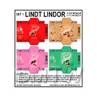 1:24th Dolls House Miniature Packaging Sheet of 4 Lindt Boxes (Set 1)