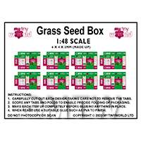 1:48th Dolls House Miniature Packaging Sheet of 8 Grass Seed Boxes